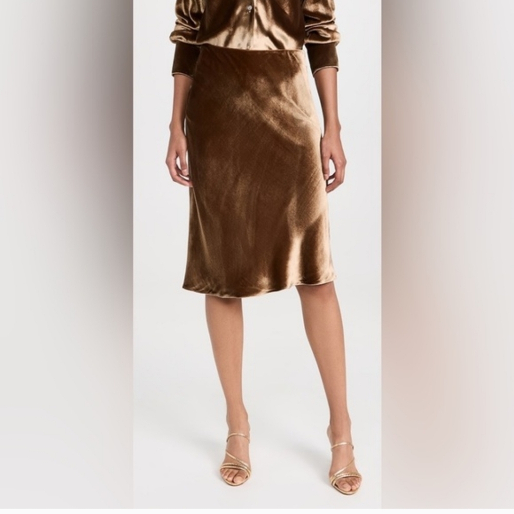 VINCE 1X Brown Velvet Skirt